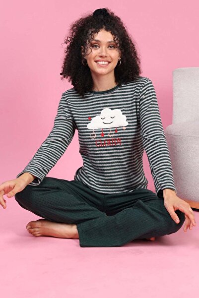 Fulla Moda Cloud Embroidered Plus Size Pajama Set
