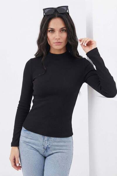 Fulla Moda Basic High Neck Slim Fit Blouse