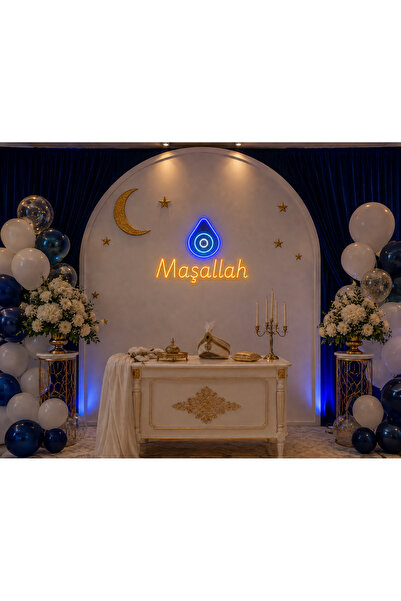 Prime Neon Maşallah Nazar Boncuğu Neon LED Tabela 75 cm – Sünnet, Bebek Odası...