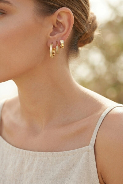 Generic Brand Set of 3 Gold Color Hoop Model Earrings