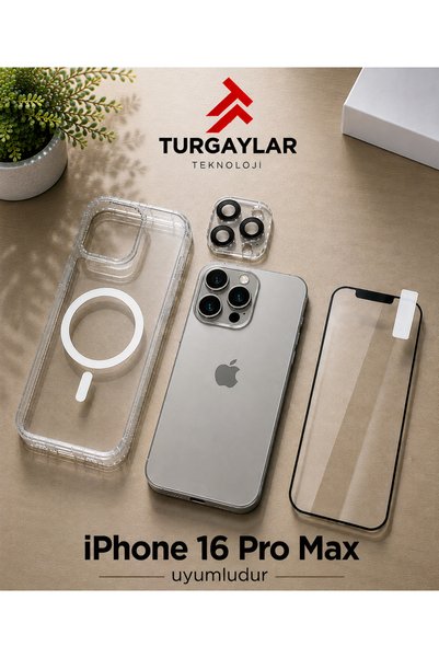 Turgaylar Teknoloji مجموعة حماية ثلاثية متوافقة مع iPhone 16 Pro Max - غطاء M...