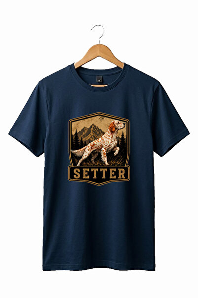 The Baski Tricou de bază cu gât rotund, 100% bumbac, imprimat cu câine de vân...