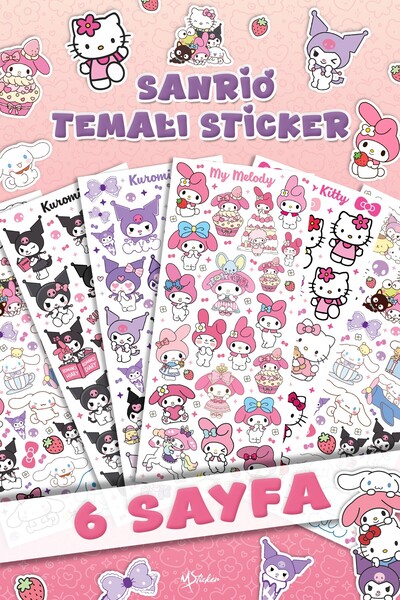 MSticker 132 Pieces Sanrio Themed Sticker Set - Pen, Water Bottle, Notebook, ...