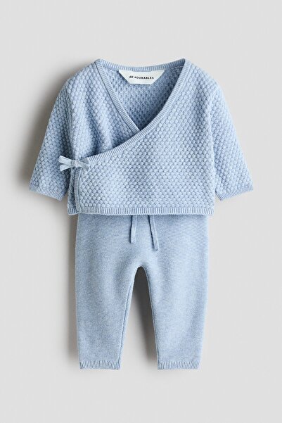 H&M 2 Parçalı Pamuklu Tekstüre Triko Set
