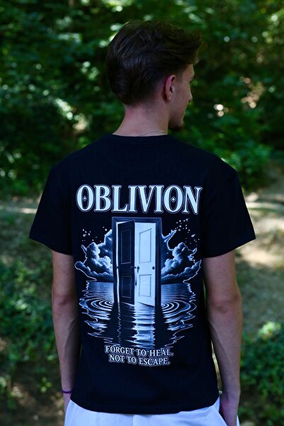 Generic Brand Divertis Tricou Unisex OBLIVION negru, print spate ușă între no...