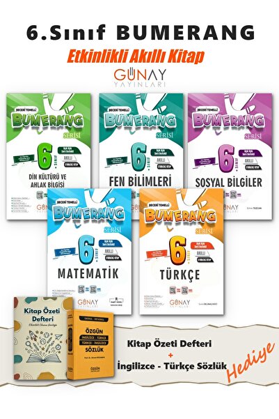 Günay Yayınları 6.Sınıf Bumerang Etkinlikli Türkçe Matematik Fen Sosyal Din A...
