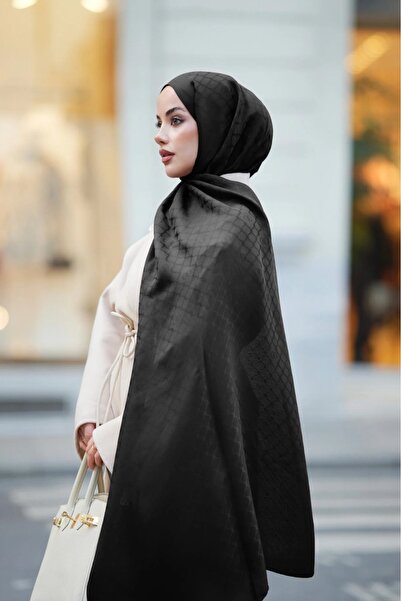 Imannoor Pencere Kafes Șal negru Ramy Jacquard 70x210