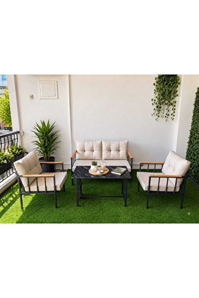 beyza nur tekstil Bahçe Balkon Takımı 2+1+1 Sehpalı