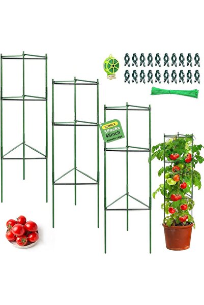 GENERAL Reinforced Round Plant Support Stakes 2-Tiered Stacking Stakes for Ga...