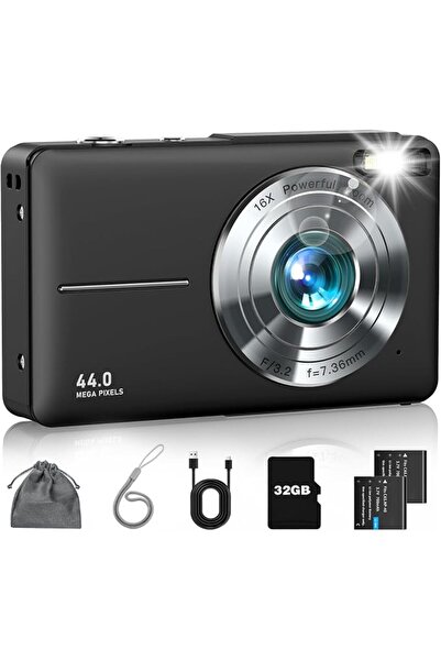Lecran Digital Camera, Fhd 1080P Camera with 32Gb Memory Card, 2 Batteries, 1...