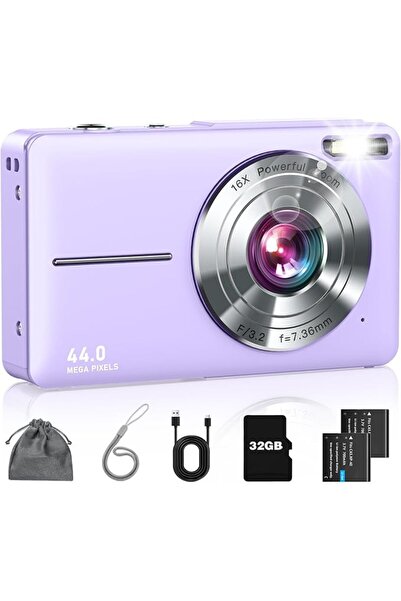 Lecran كاميرا رقمية، كاميرا FHD 1080P مع بطاقة 32 جيجابايت، بطاريتين، تكبير 1...