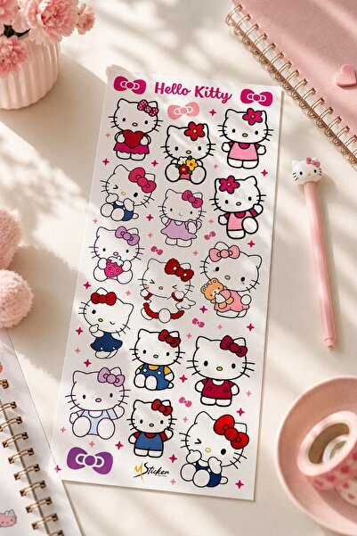 MSticker 132 Adet Sanrio Temalı Sticker Seti - Kalem Suluk Defter Cam Masa Laptop Tablet Sticker Suya Dayanık