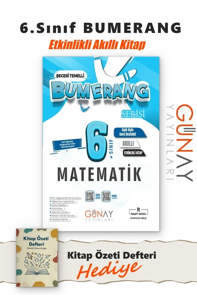Günay Yayınları 6.Sınıf Bumerang Etkinlikli Matematik Akıllı Kitap - Kitap Öz...
