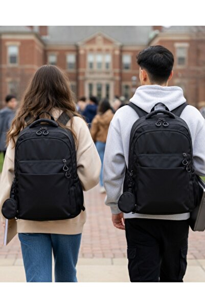 KY Dp Casual a Quality Black 6 External Zipper Compartments Water Repellent S...