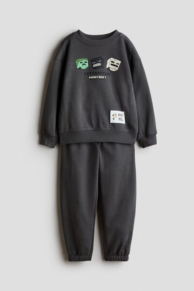 H&M 2 Parçalı Baskılı Sweatshirt Set