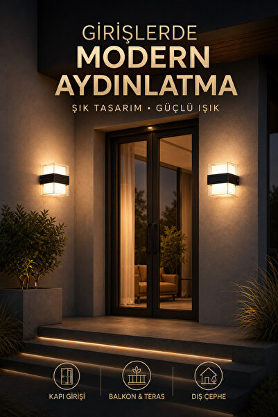 ASTEC Elektrikli Elit 12W Kare LED Duvar Aplik Suya Toza Dayanıklı 3200K Gün Işığı İç Dış Mekan Balkon Bahçe
