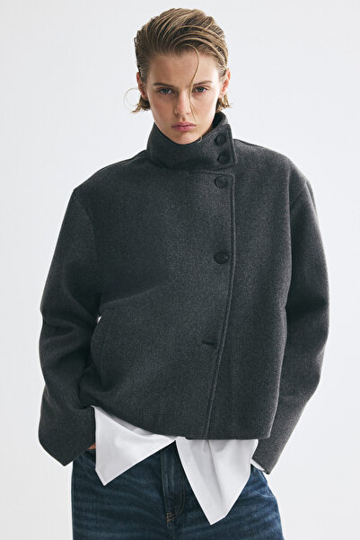 H&M Boru Yakalı ve Keçeli Ceket