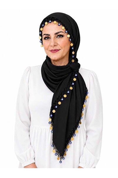 REYYAN Blue Trend El İşi Tığ Oyalı Nazar Boncuklu Para Pullu Yazma 100*100