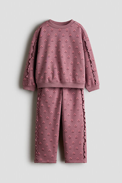 H&M 2 Parçalı Baskılı Sweatshirt Set