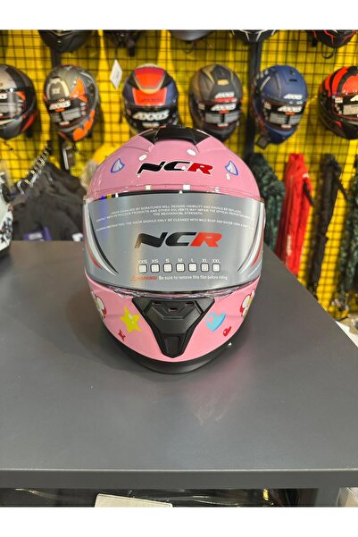 NCR Çocuk / Genç Pembe Unicorn Ve Gökkuşağı Desenli Motosiklet Kaskı (ECE Ser...