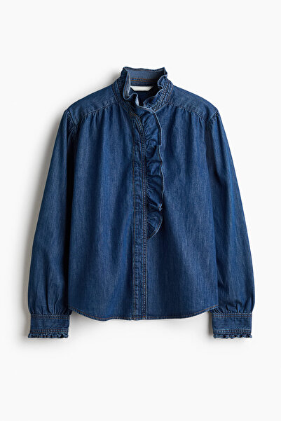 H&M Fırfırlı Kot Bluz