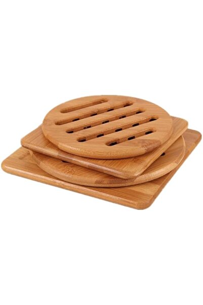 Generic MUWENTY Natural Bamboo Trivet Mat Set, Kitchen Wood Hot Pads Trivet, ...