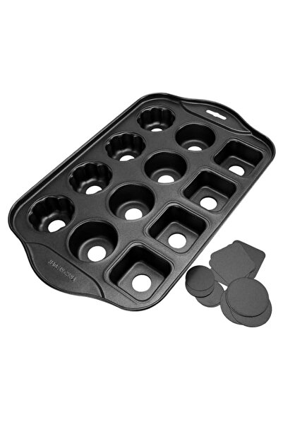 Generic MISBAH 12 Cups Non Stick Loose Bottom Muffin Tray 3 Shape Cheese Cake...
