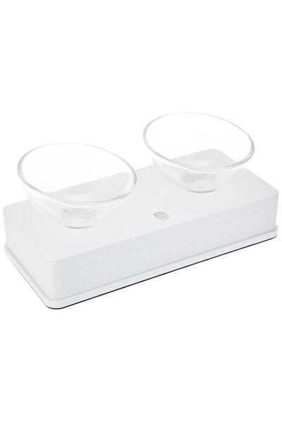 Generic Catit Style 2-Bowl Glass Diner Set for Pets Small 54532