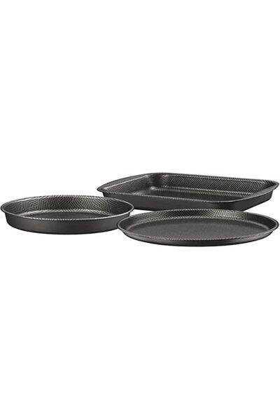 Generic Tramontina Paris 3 Pieces Black Aluminum Roasting Pan Set with Interi...