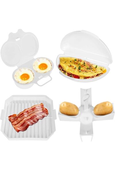 Generic 4pcs Easy Breakfast Set, Microwave Egg Cooker/Poacher, Microwave Omel...