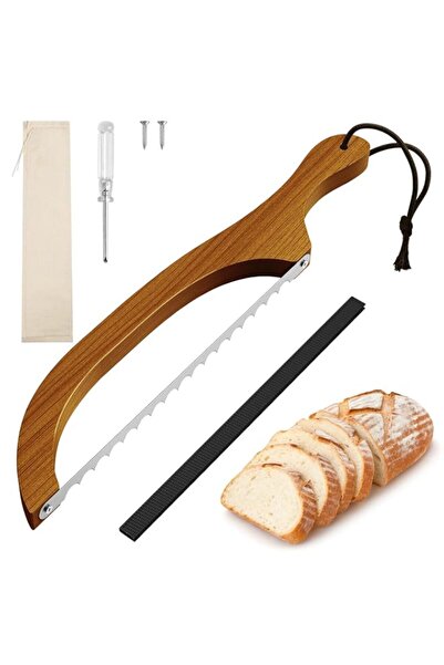 Generic Bread Knife for Homemade Bread – 16" Walnut Bow Bread Cutter with Ult...