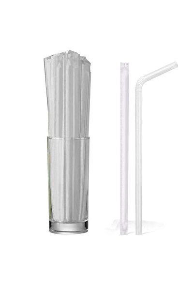 Generic Compostable Straws, 200-Pack Biodegradable Flexible Drinking Straws, ...