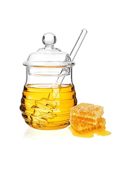 Generic Lawei 10oz Honey Jar with Spoon and Glass Lid Heat Resistant