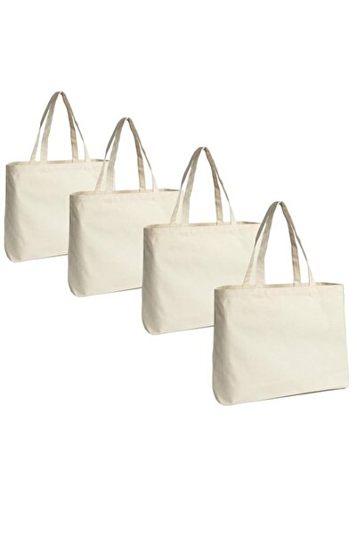 Generic JILLMO Canvas shopping bag 4 pack White
