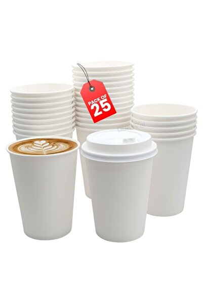Generic Duravel 25Pcs 12Oz Disposable Cups with Lid for Cold & Hot Drinks - I...