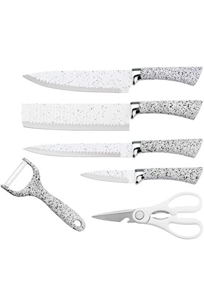 Generic 6 Pieces white Knife Set, Dotted Handles, Stainless Steel, Non-Stick ...