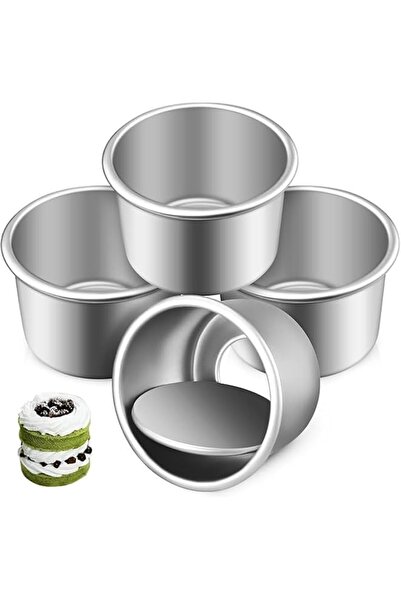 Generic 5 Pcs Small Round Cake Pan with Removable Bottom, 2.5 Inch Aluminum B...