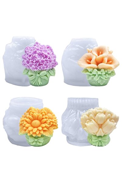 Generic 4 Types Resin Flower Molds, Bloom Casting Silicone for Candle Soap Ma...