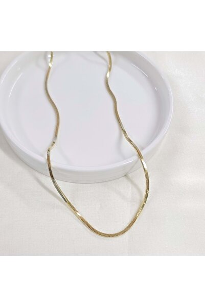 Güler Yüzlü Silver Xuping 2 mm Square Chain Necklace 50 cm Gold