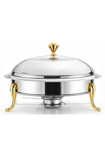 Generic B&S Round Chafing Dish 1.0Ltr Golden Design| Stainless Steel Buffet S...