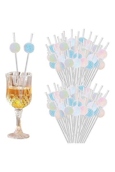 Generic YelaJoy 10PCS Disco Ball Glitter Straws - Biodegradable Mirror Drinki...