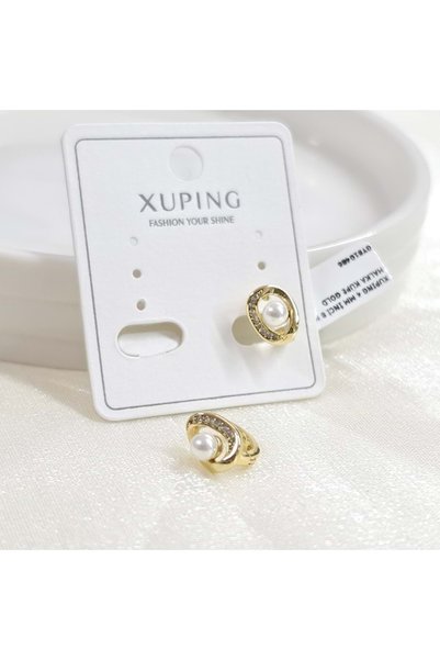 Güler Yüzlü Silver XUPING 4 MM İNCİ 8 MM HALKA KÜPE GOLD