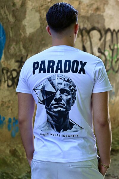 Generic Brand Divertis Tricou Unisex PARADOX, print față-spate bust geometric...