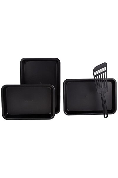 Generic BERGNER ORION 4PC BAKEWARE SET, CARBON STEEL, BG37142DGY, BLACK
