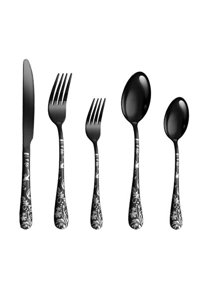 Generic Arabest Black Silverware Set,20 pcs - Includes 4 x Dinner Spoon, 4 x ...
