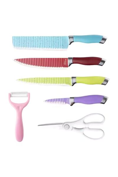 Generic VIO® 6 Piece Non Stick Colorful Kitchen Knife Set with Wavy Pattern L...