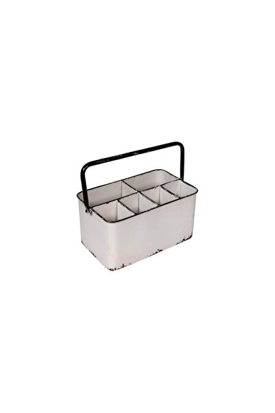 Generic Creative Co-Op Distressed White Metal Caddy with 6 Compartments