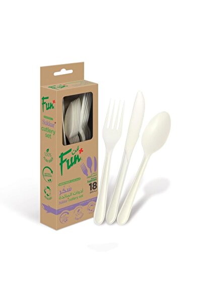 Generic Fun Sukkar disposable Cutlery Set (Spoon, Fork, Knife) - Ideal for Ea...