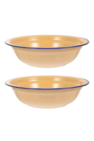 Generic Enamelware 2Pcs Enamel Bowls Vintage Enamel Basins Thickened Enamel M...