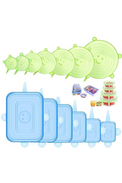 Generic Silicone Stretch Lids, 12 Pack, 6 Sizes, 2 Shapes - 6 Round & 6 Recta...